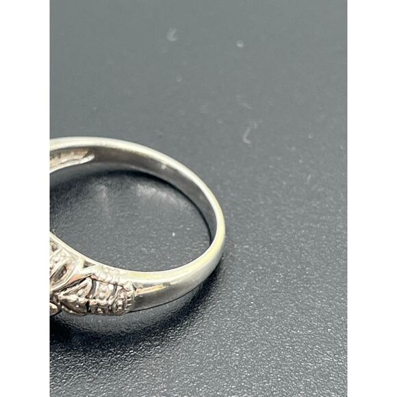 Vintage 925 Sterling Silver 8mm Square CZ Ring Ornate Floral Band Size 9 - Picture 6 of 9